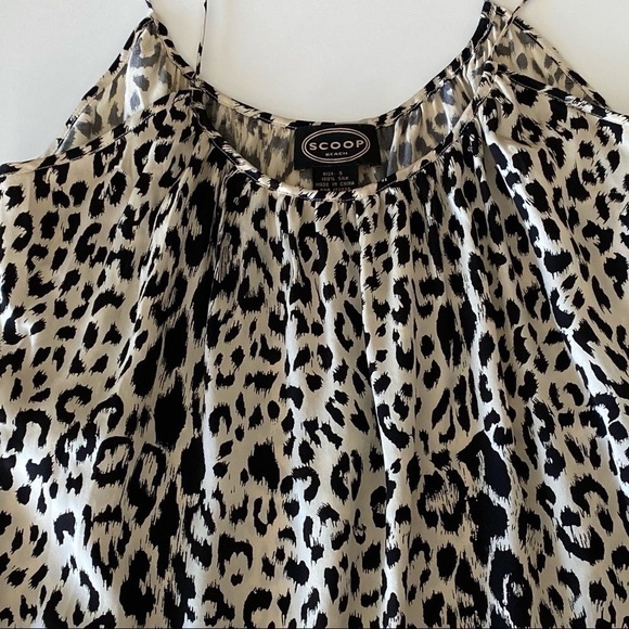 Scoop NYC 100% Silk Leopard Print Scoop Neck Spaghetti Strap Tank Top Size Small - Picture 3 of 8